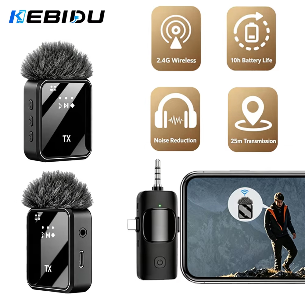 Condenser Microphone Kit - KEBIDU Wireless Lavalier Microphone 3 in