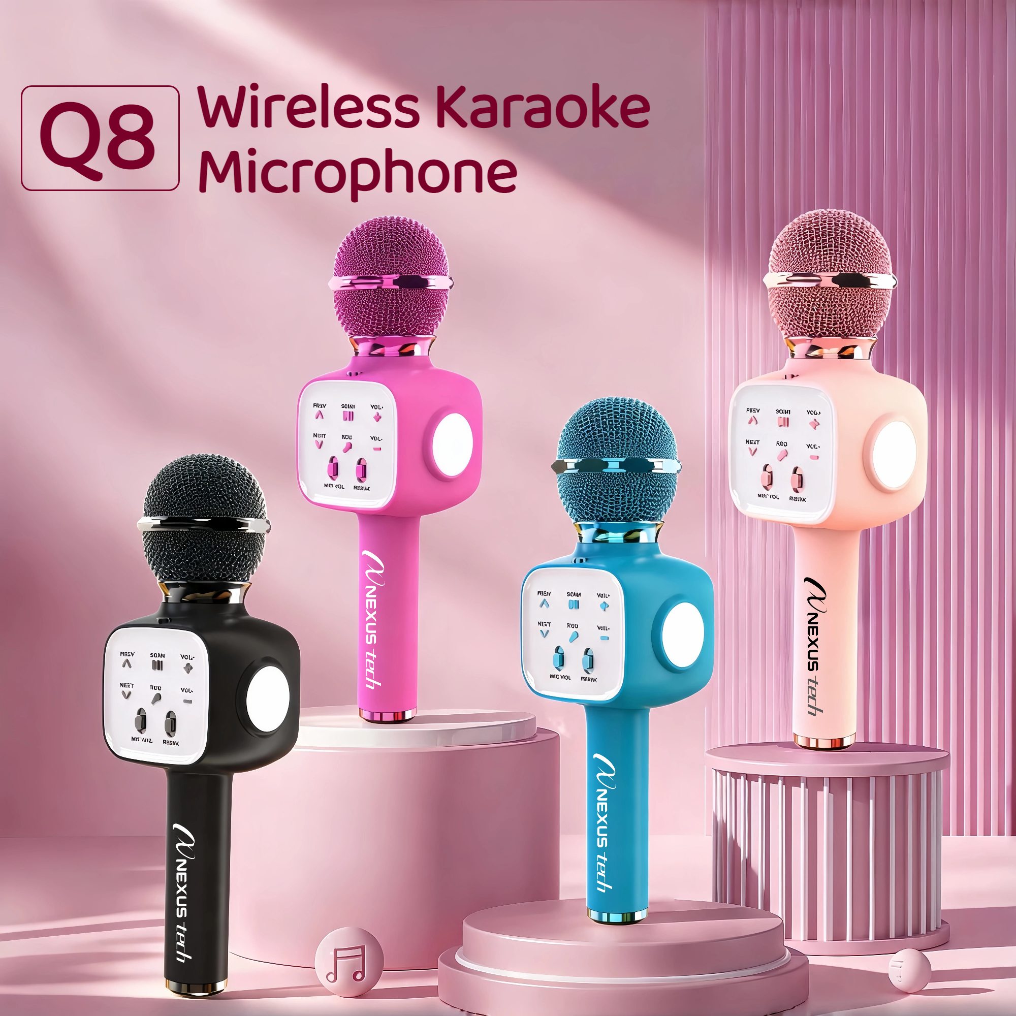 Condenser Microphone Kit - Wireless Bluetooth 5.2 Karaoke Microphone Portable