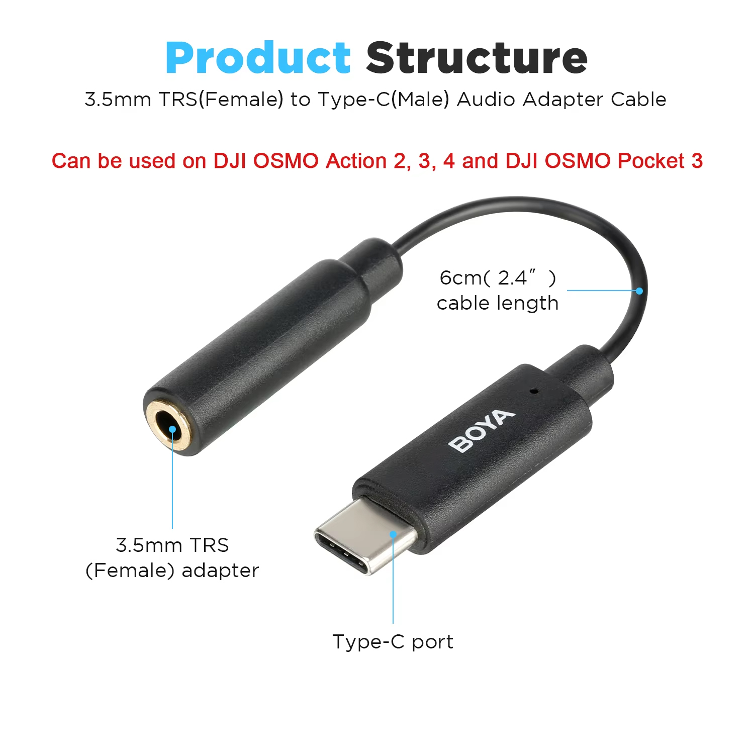BOYA BY-K4 6cm 3.5mm TRS Femal - Trs Cable review and price